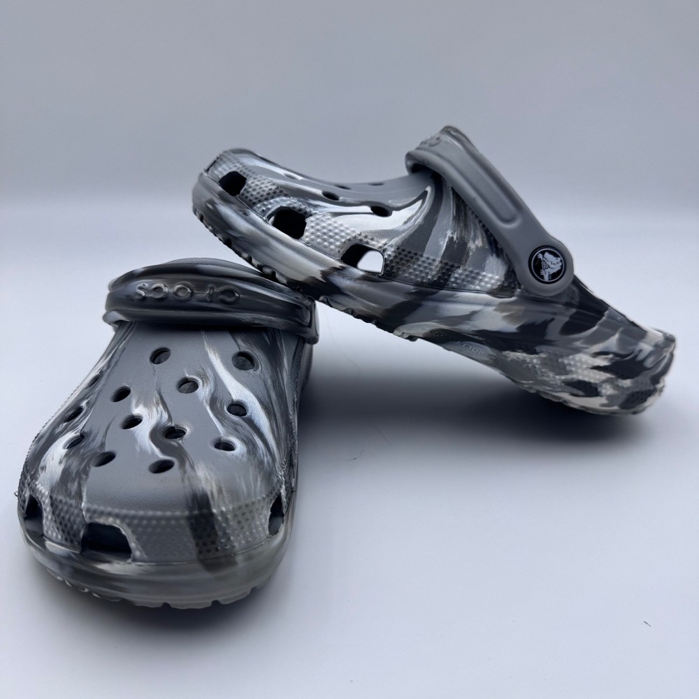 Crocs Classic Marbled Clog Grey Black White Unisex Slip On M4 W6